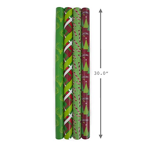Image Arts Christmas Wrapping Paper Bundle with Cut Lines on Reverse, Red and Green Classic (Pack of 4, 180 sq. ft. ttl.)