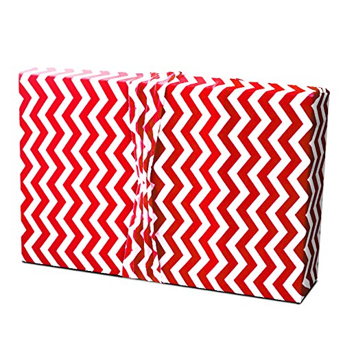 Gift Wrap Pack - Stretchy Fabric, Reusable and Eco Friendly - Red & White Chevron/Polka Dots (4 Pack 1 Small, 1 Medium, 2 Gift Card Holders with 2 FREE Gift Tags)