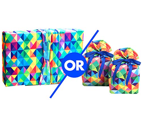 Wrapeez Gift Wrap – Quick & Easy Present Wrapping With Built-in Bows – Stretchable Reusable/Eco-Friendly Fabric Fits All Shapes & Sizes – Perfect for On-The-Go – No Scissors/Tape Needed (Leopard/Red Dots, 5 Pack)