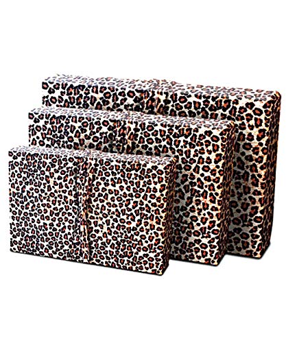Wrapeez Gift Wrap – Quick & Easy Present Wrapping With Built-in Bows – Stretchable Reusable/Eco-Friendly Fabric Fits All Shapes & Sizes – Perfect for On-The-Go – No Scissors/Tape Needed (Leopard/Red Dots, 5 Pack)