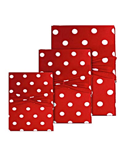 Wrapeez Gift Wrap – Quick & Easy Present Wrapping With Built-in Bows – Stretchable Reusable/Eco-Friendly Fabric Fits All Shapes & Sizes – Perfect for On-The-Go – No Scissors/Tape Needed (Leopard/Red Dots, 5 Pack)