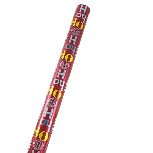 JAM PAPER Gift Wrap - Christmas Foil Wrapping Paper - 25 Sq Ft - Red Ho Ho Ho - Roll Sold Individually
