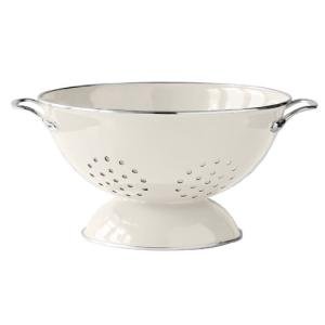 Cream Enamel Retro Pasta Strainer Colander