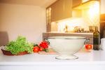 Cream Enamel Retro Pasta Strainer Colander