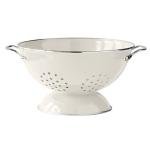 Cream Enamel Retro Pasta Strainer Colander