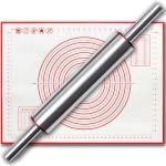 Stainless Steel Rolling Pin with Baking Mat Set