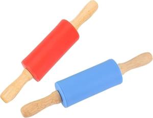 2 Pack Kids Wooden Rolling Pins – Non-Stick Silicone