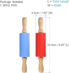 2 Pack Kids Wooden Rolling Pins – Non-Stick Silicone