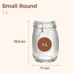 Set of 3 Airtight Glass Storage Jars 1000ml