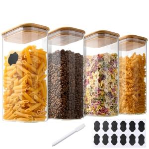 Bamboo-Lid Glass Storage Jars for Pasta and More