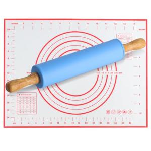 Silicone Rolling Pin with Wooden Handle, 12 Inch