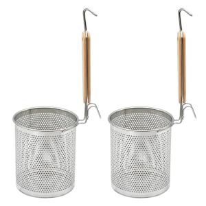 Stainless Steel Pasta Strainer Set with Wooden Handle