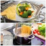 Stainless Steel Pasta Strainer Set with Wooden Handle