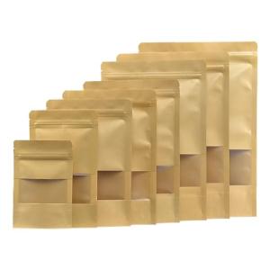 Brown Kraft Pouch Bags with Window, 50 Pack