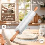 Flexzion Marble Rolling Pin with Wooden Handles