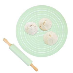 Non-Stick Rolling Pin with Silicone Baking Mat Set