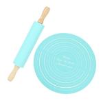 Silicone Rolling Pin with Baking Mat and Pad