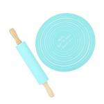 Silicone Rolling Pin with Baking Mat and Pad