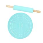 Silicone Rolling Pin with Baking Mat and Pad