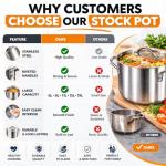 8L Stainless Steel Stock Pot for Pasta & Soup