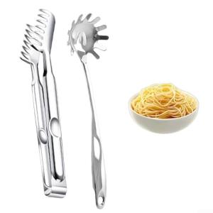 Spaghetti Spoon and Tongs Set - Stainless Steel