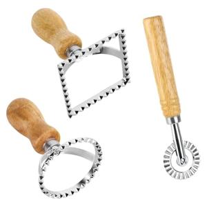 Ravioli Cutter Set with Wooden Handle and Wheel