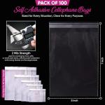 Clear Self-Sealing Cello Bags 5x7 Inches (100 Pack)