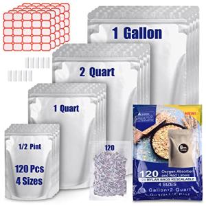 120 Mylar Food Storage Bags with Oxygen Absorbers