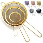 Kyraton Gold Fine Mesh Strainer Set, 3 Pieces