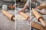 Wooden Rolling Pin with Handles for Baking