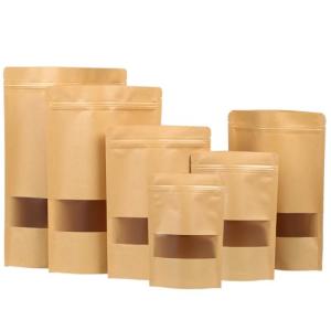 100 Pcs Resealable Kraft Bags with Window