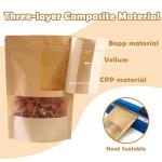 100 Pcs Resealable Kraft Bags with Window