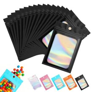 130 Pcs Holographic Resealable Mylar Bags