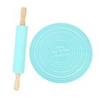 Silicone Rolling Pin and Kneading Mat Set