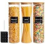 Glass Storage Jars with Bamboo Airtight Lids - 3 Pack