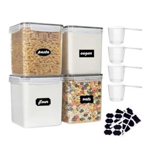 Airtight Plastic Flour Storage Containers - Set of 4
