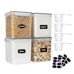 Airtight Plastic Flour Storage Containers - Set of 4
