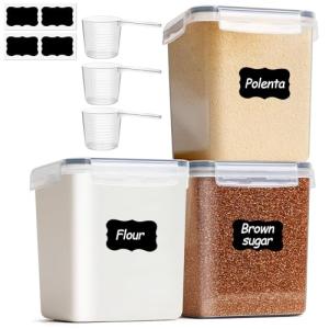 Airtight Plastic Storage Containers for Flour - Set of 3