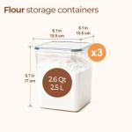 Airtight Plastic Storage Containers for Flour - Set of 3
