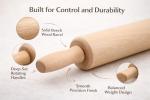 Beech Wood Rolling Pin with Smooth Handles