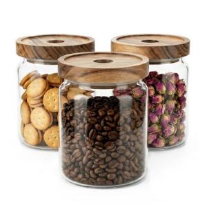 3-Piece Glass Storage Jar Set with Wooden Lids