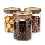 3-Piece Glass Storage Jar Set with Wooden Lids