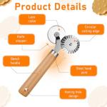 Oruola Double Pasta Cutter Wheel with Wooden Handle