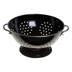 Retro Black Enamel Colander Bowl for Pasta
