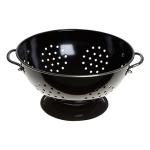 Retro Black Enamel Colander Bowl for Pasta