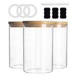 Glass Storage Jars with Bamboo Lids - Set of 3