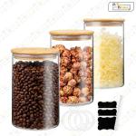 Glass Storage Jars with Bamboo Lids - Set of 3