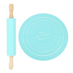 YUKERMARB Non-Stick Rolling Pin and Baking Mat Set