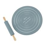 Silicone Rolling Pin with Kneading Pad and Mat