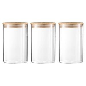 Airtight Glass Jars with Bamboo Lids - Set of 3
